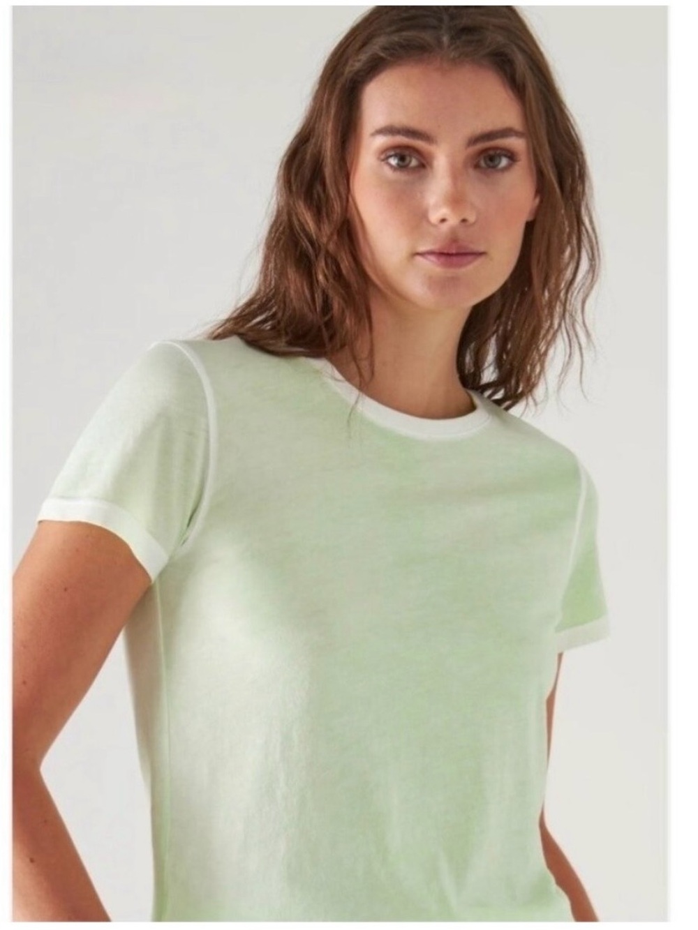 Patrick Assaraf Reverse Spray Classic T-Shirt Acid Green Contemporary Top Large